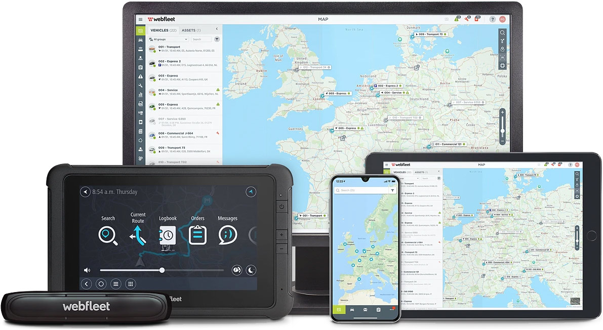 Webfleet Telematik-Software, Webfleet Ortungsgerät, Webfleet Fahrer Terminal, Webfleet Navi